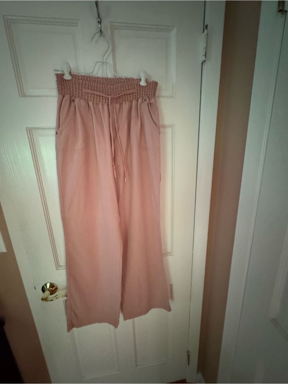 Ci Sono Blush Pink Wide-Leg Smocked Waist Pants
